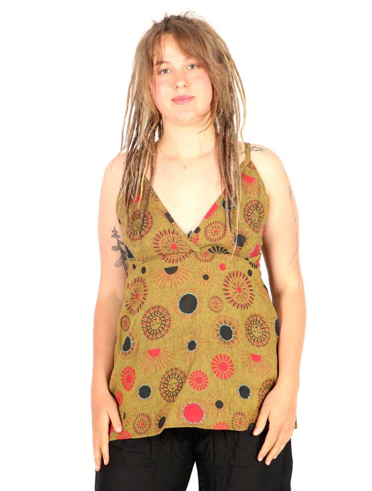 Top con Escote Cruzado y Estampado Solar TOEV19
