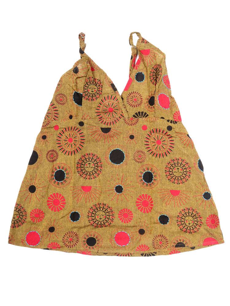 Top con Escote Cruzado y Estampado Solar TOEV19 color Marrón