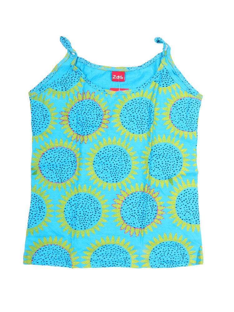 Top de Tirantes con Girasoles y Crochet TOEV20 color Azul