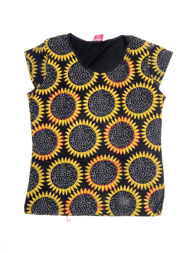 Camiseta de Girasoles con Energía Alegre TOEV21 color Negro