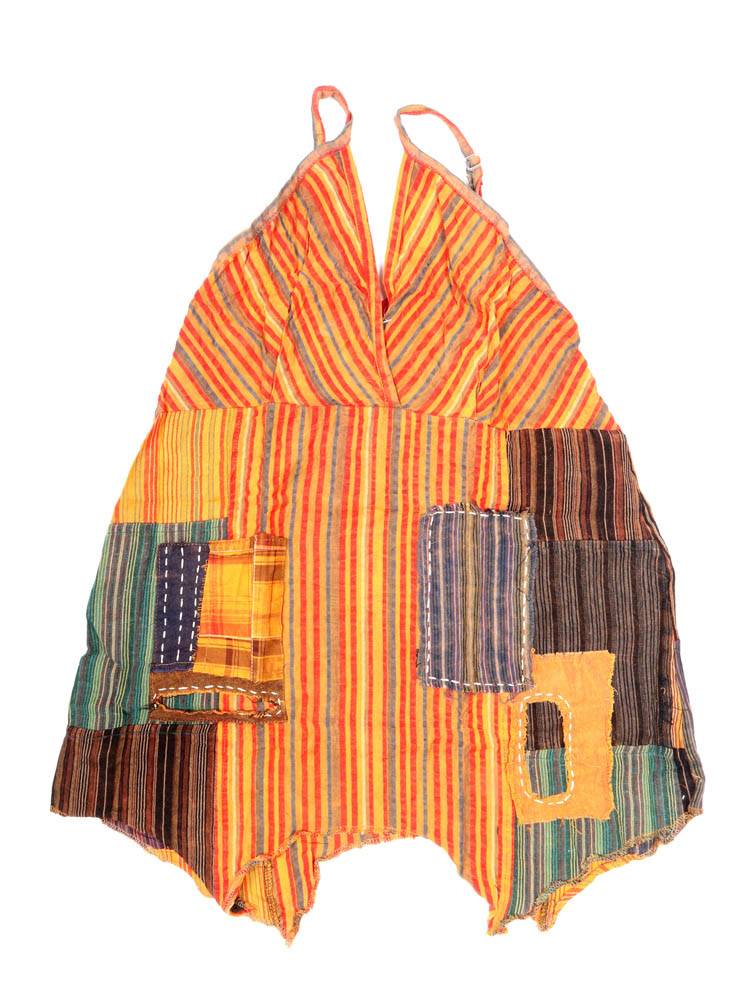 Top Patchwork con Corte Asimétrico Artesanal TOEV22 color Naranja