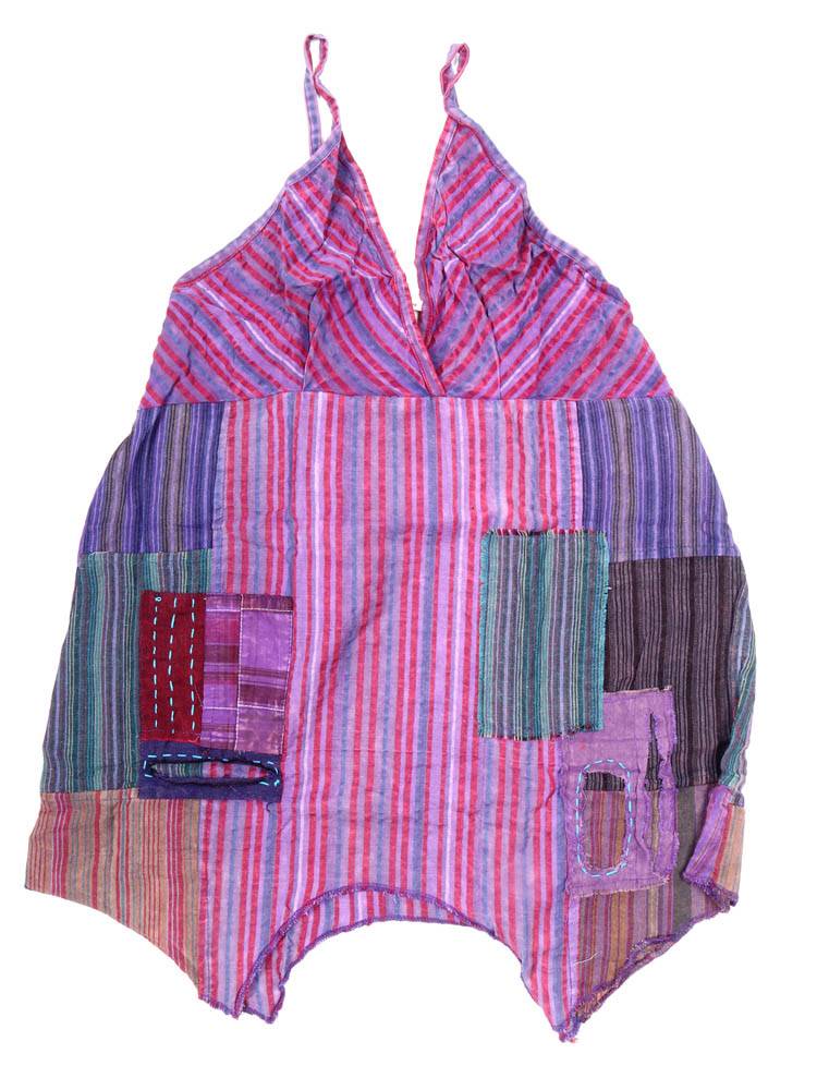 Top Patchwork con Corte Asimétrico Artesanal TOEV22 color Morado