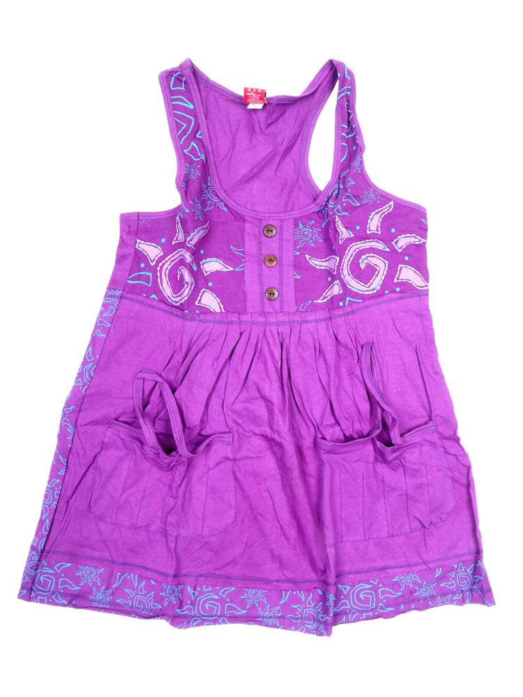 Top Boho con Bolsillos y Estampado Solar TOEV24 color Morado