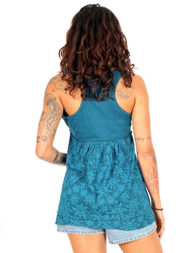 Top Boho con Bolsillos y Estampado Solar TOEV24