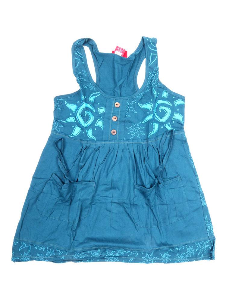 Top Boho con Bolsillos y Estampado Solar TOEV24 color Azul