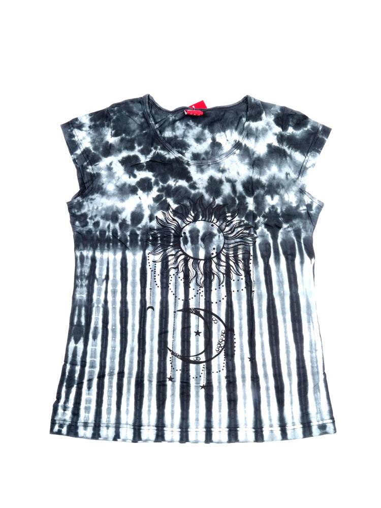 Camiseta Tie Dye con Sol y Luna de Energía Mística TOEV26 color Negro