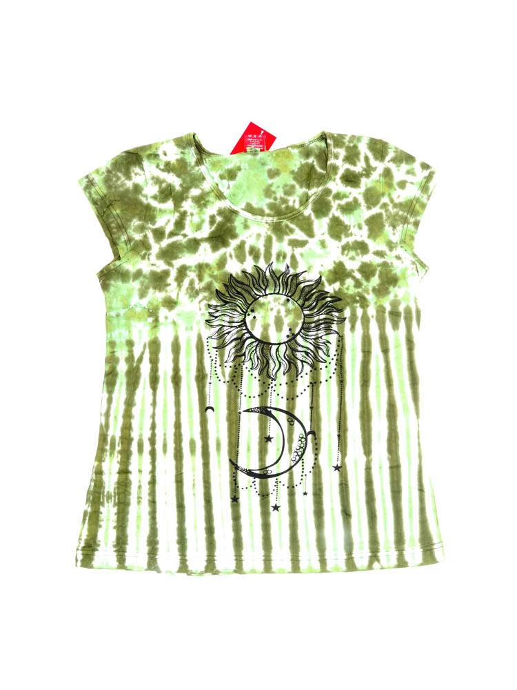 Camiseta Tie Dye con Sol y Luna de Energía Mística TOEV26 color Verde