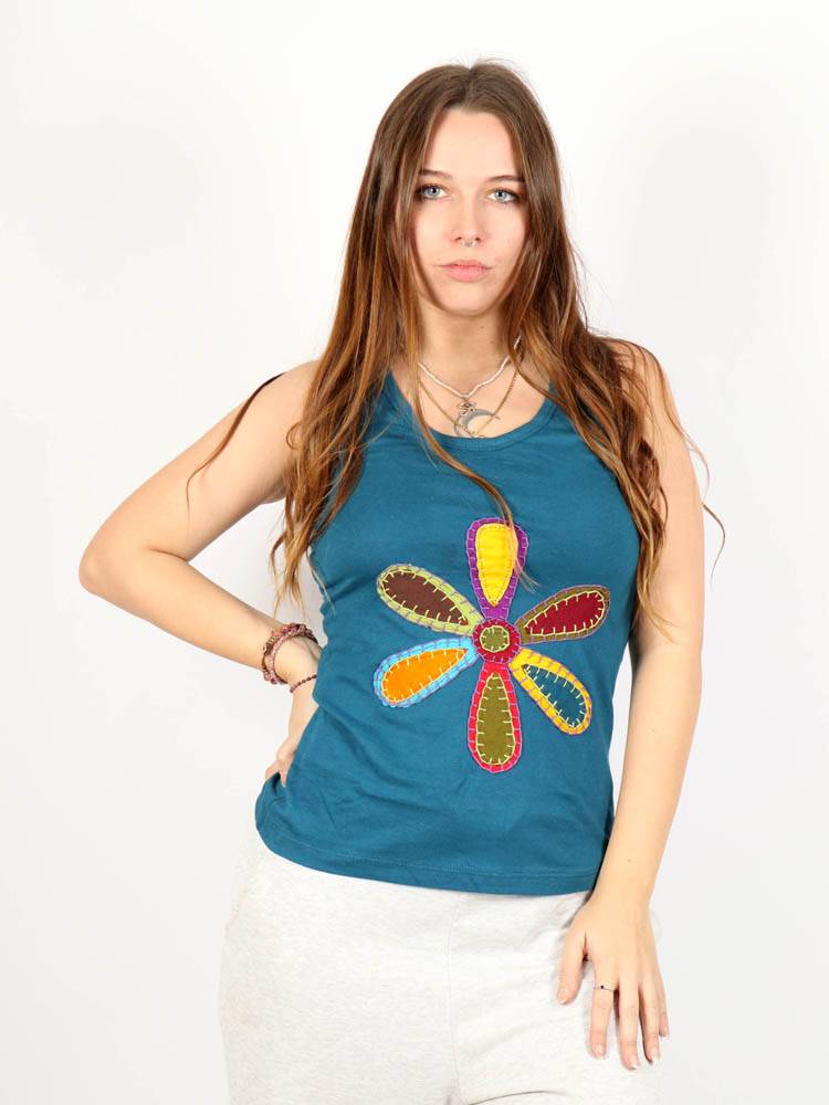 Top hippie patch Flor [TOHC27] para comprar al por Mayor o Detalle en la categoría de Camisetas - Blusas - Tops