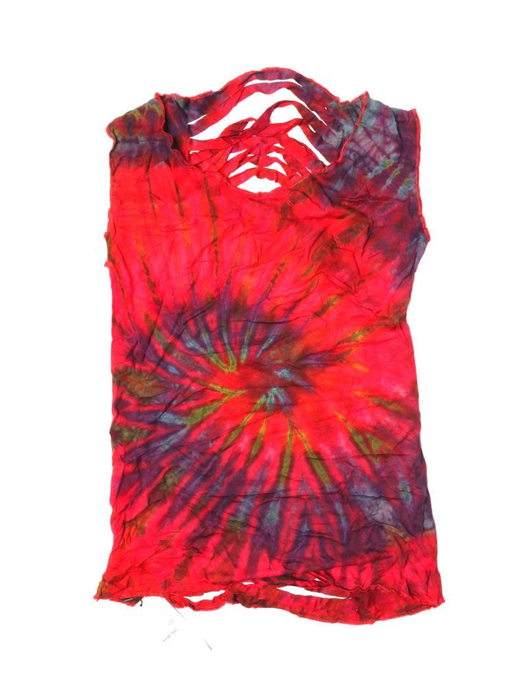 Top rasgado espalda Tie Dye TOPN02 color Rojo