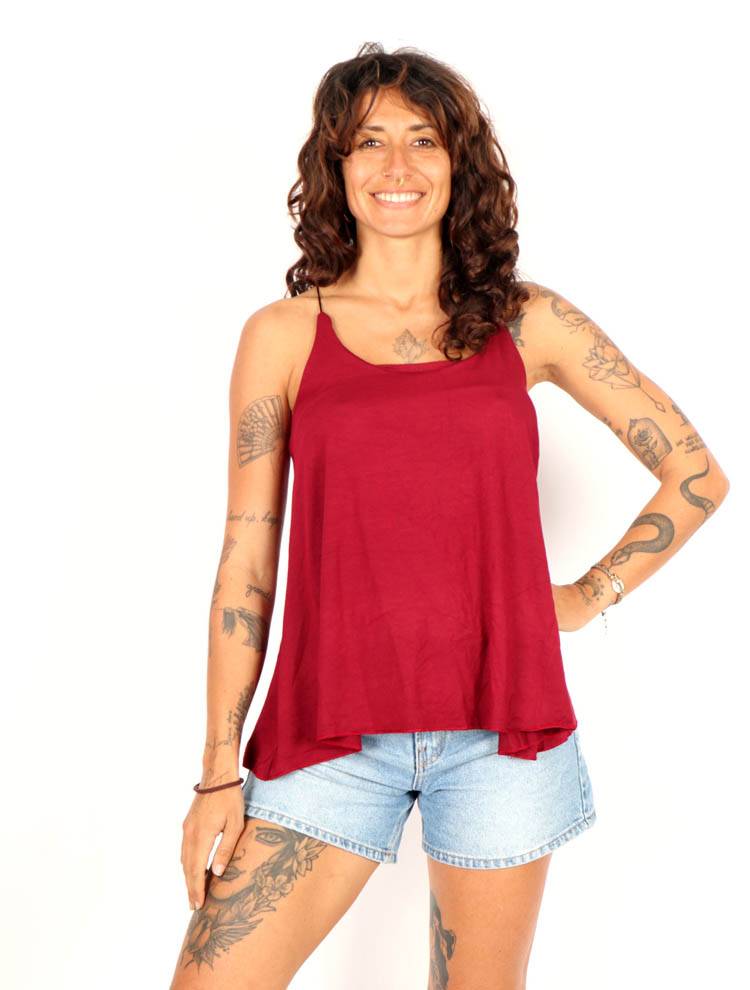 Top blusa amplia recta de tirante fino TOPN04P