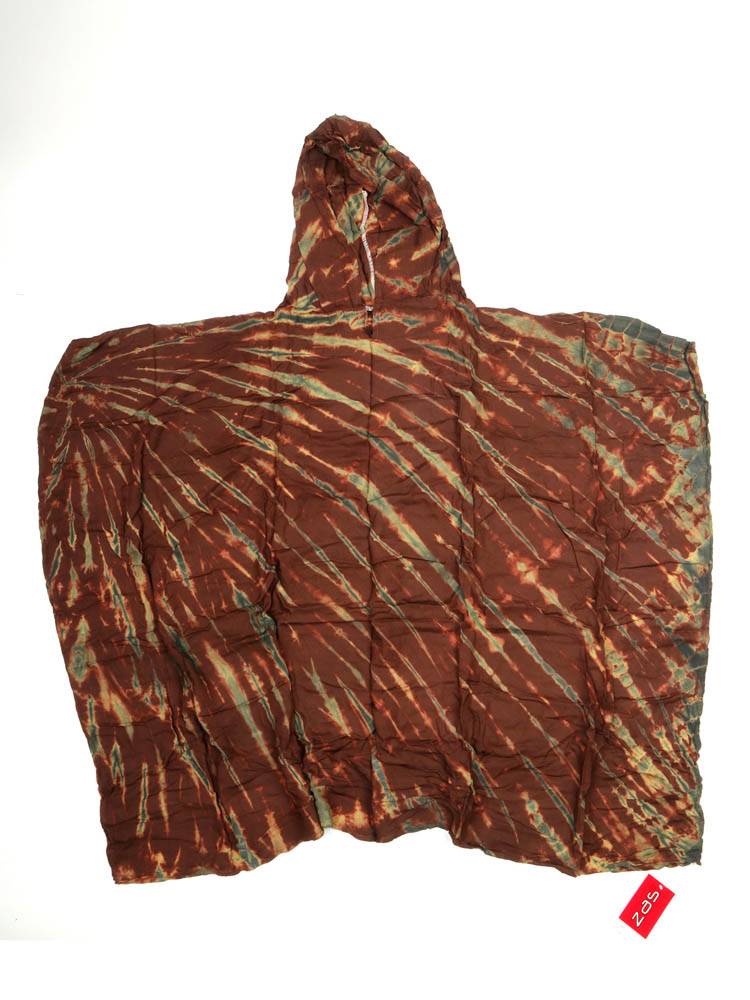 Poncho con capucha Tie Dye TOPN08 color Marrón