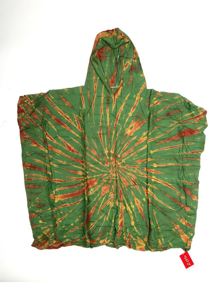 Poncho con capucha Tie Dye TOPN08 color Verde