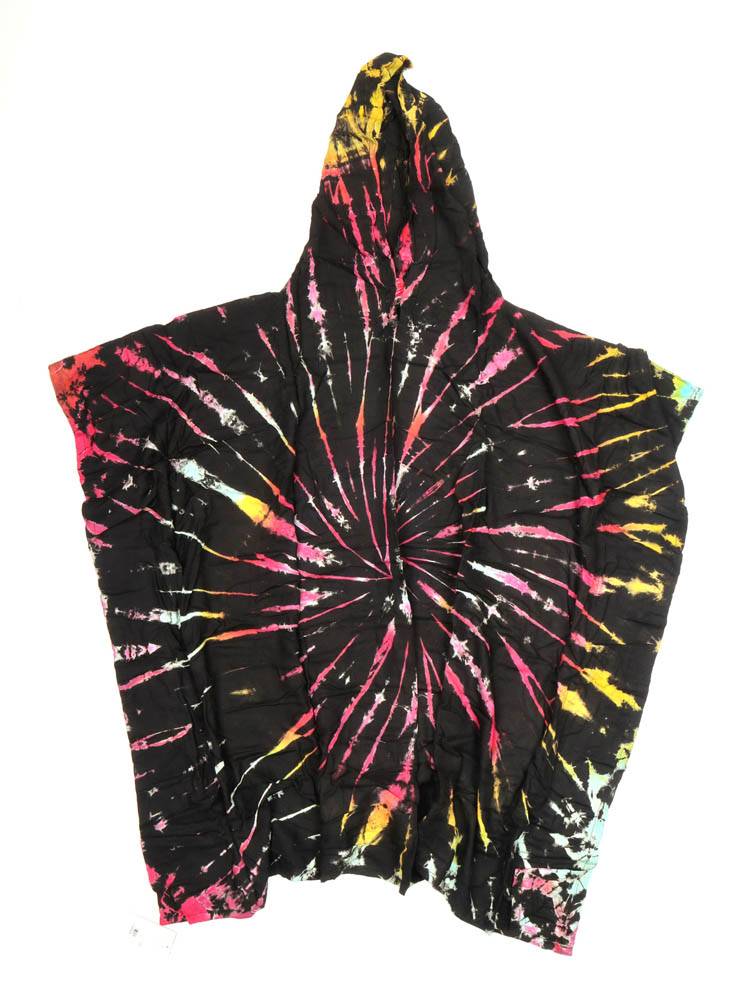 Poncho con capucha Tie Dye TOPN08 color Multicolor