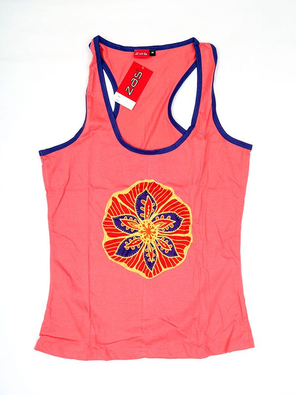 Modelo: SalmÓn Camisetas y Tops Hippies - Top con parche étnico TOUN48 - Modelo SalmÓn