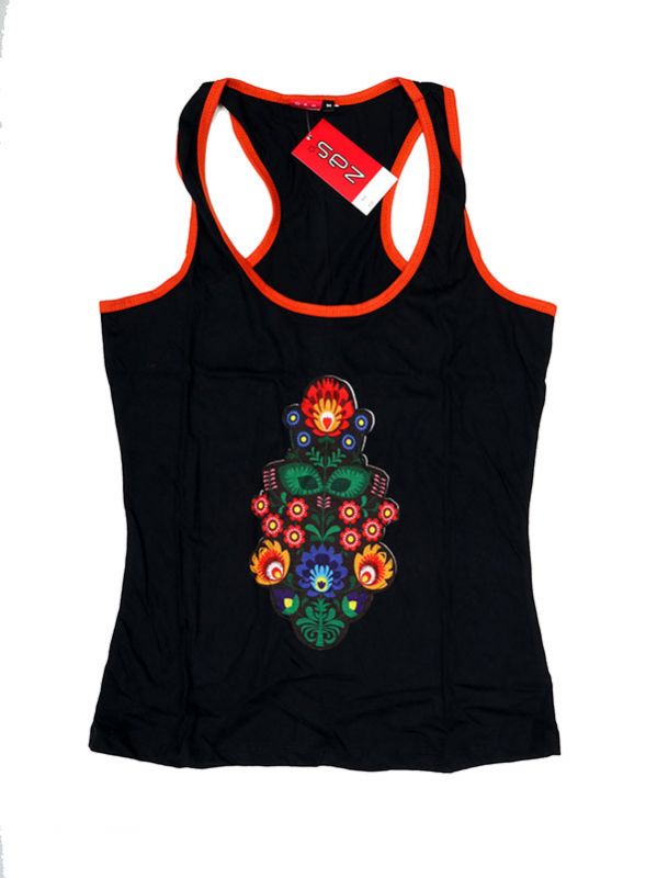Modelo: Negro Camisetas y Tops Hippies - Top con parche étnico TOUN48 - Modelo Negro