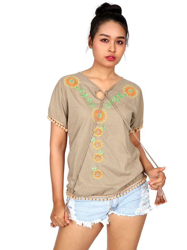 Detalle no seleccionable para compra Camisetas y Tops Hippies - Blusa con bordado étnico TOUN49.