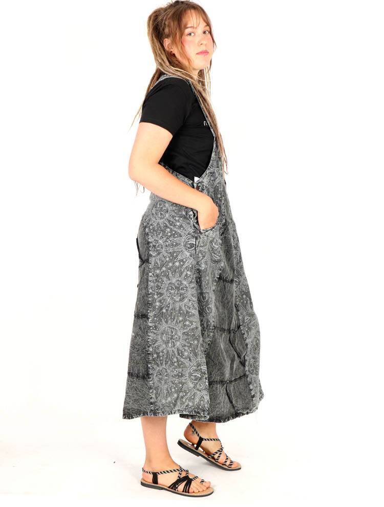 Vestido Pichi Largo con Bolsillos y Detalle Artesanal VEEV35