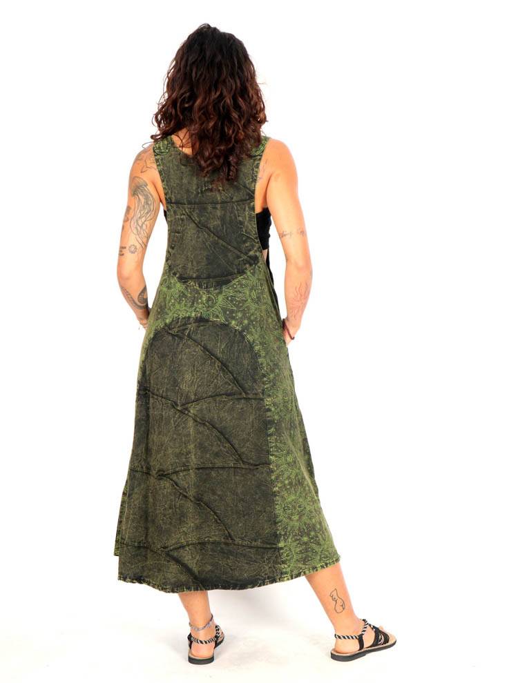 Vestido Pichi Largo con Bolsillos y Detalle Artesanal VEEV35