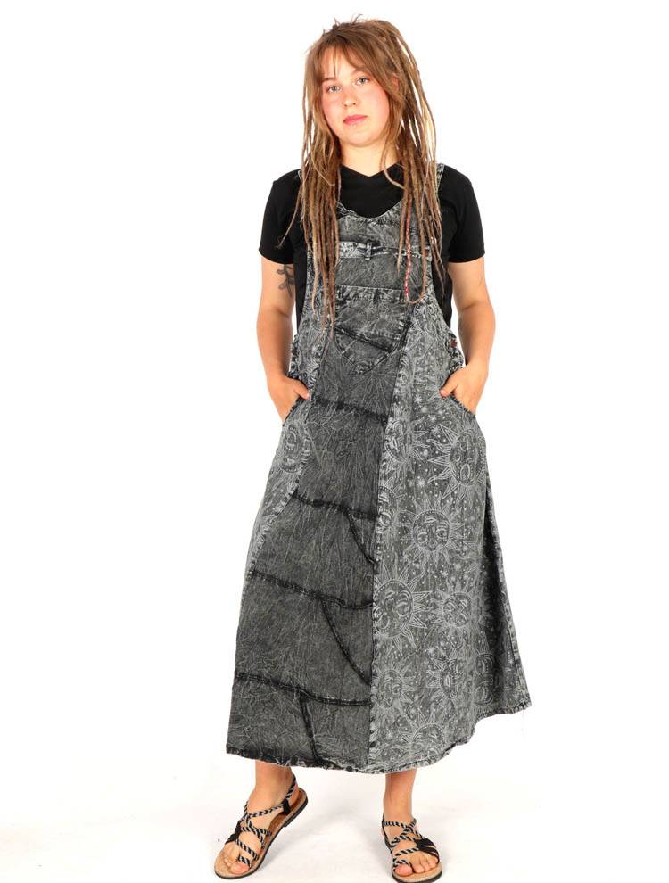 Vestido Pichi Largo con Bolsillos y Detalle Artesanal VEEV35