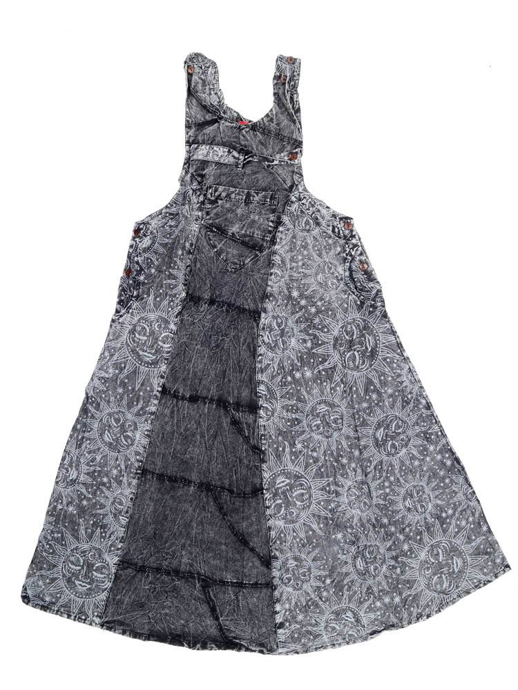 Vestido Pichi Largo con Bolsillos y Detalle Artesanal VEEV35 color Gris