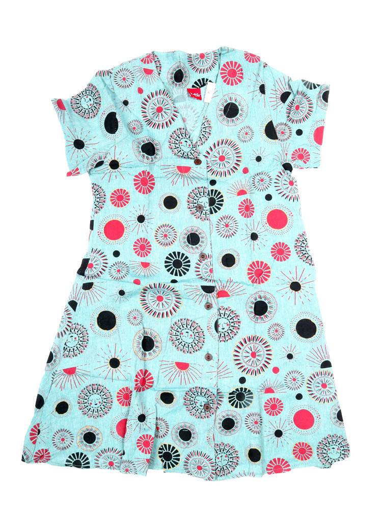 Color Azul Vestido Camisero Soles Boho con Movimiento VEEV39 color Azul