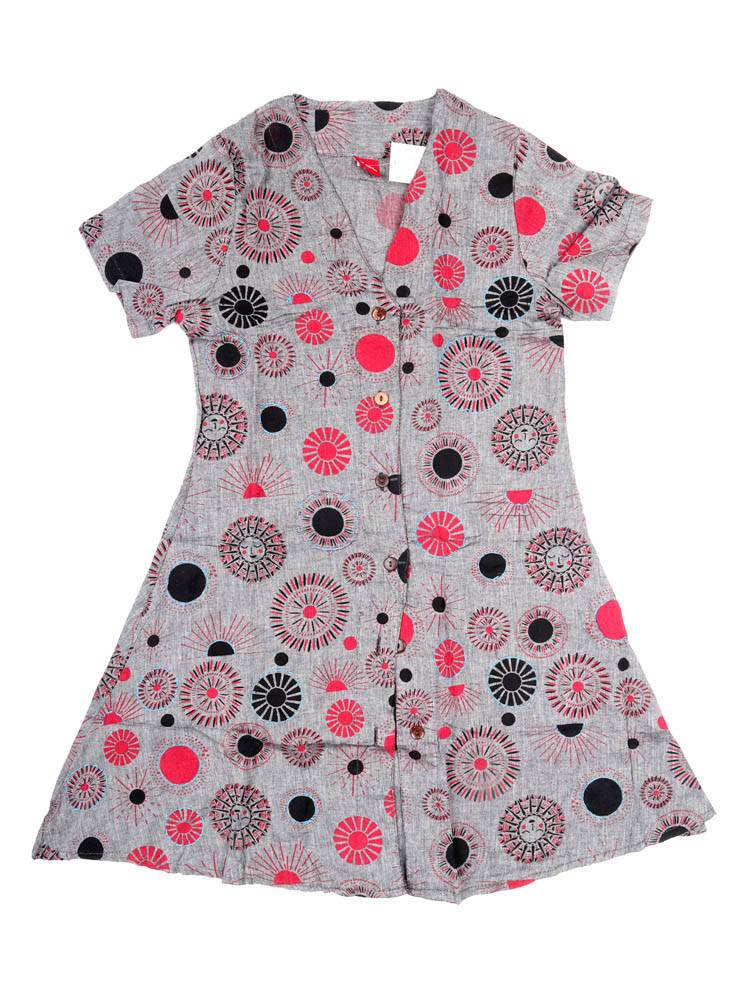 Vestido Camisero Soles Boho con Movimiento VEEV39 color Gris