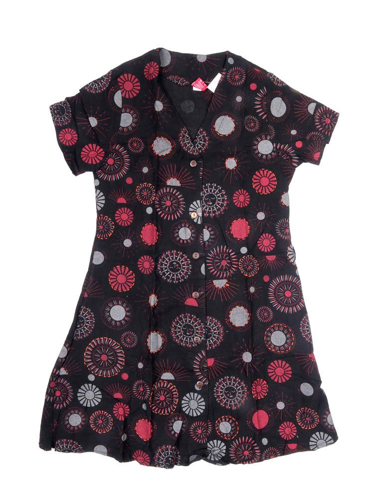 Color Negro Vestido Camisero Soles Boho con Movimiento VEEV39 color Negro