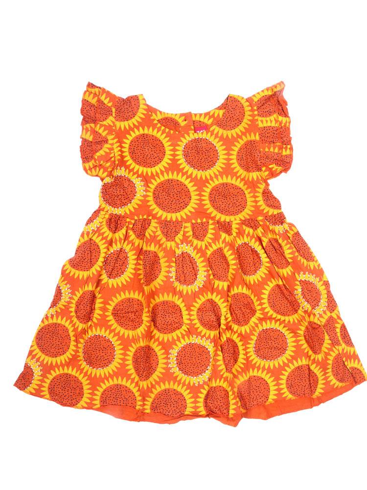 Vestido Girasoles con Volantes y Alma Alegre VEEV41 color Naranja