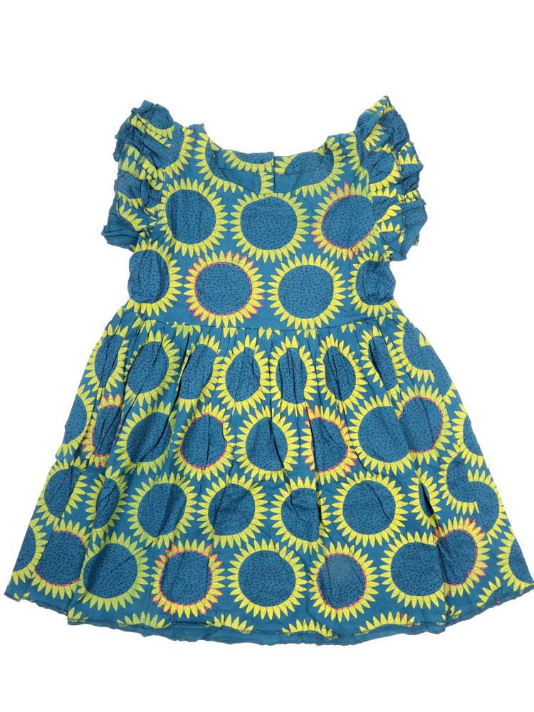 Vestido Girasoles con Volantes y Alma Alegre VEEV41 color Azul