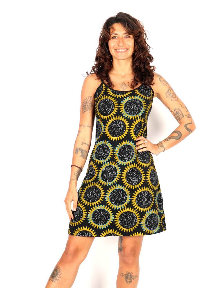 Vestido Girasoles Bordados con Energía Natural VEEV42