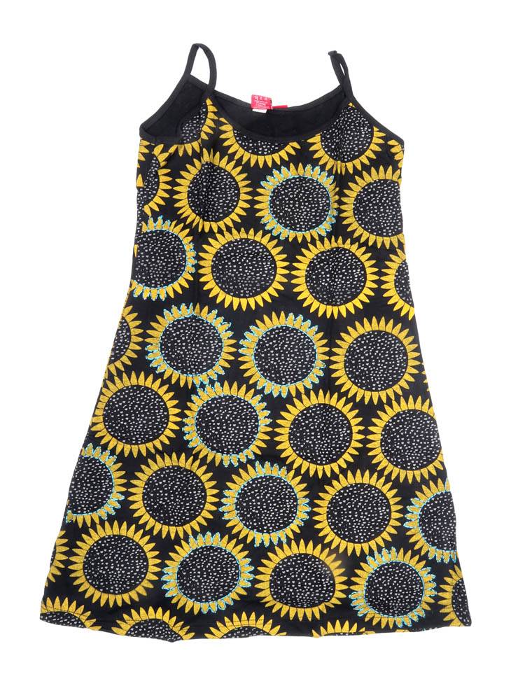 Vestido Girasoles Bordados con Energía Natural VEEV42 color Negro