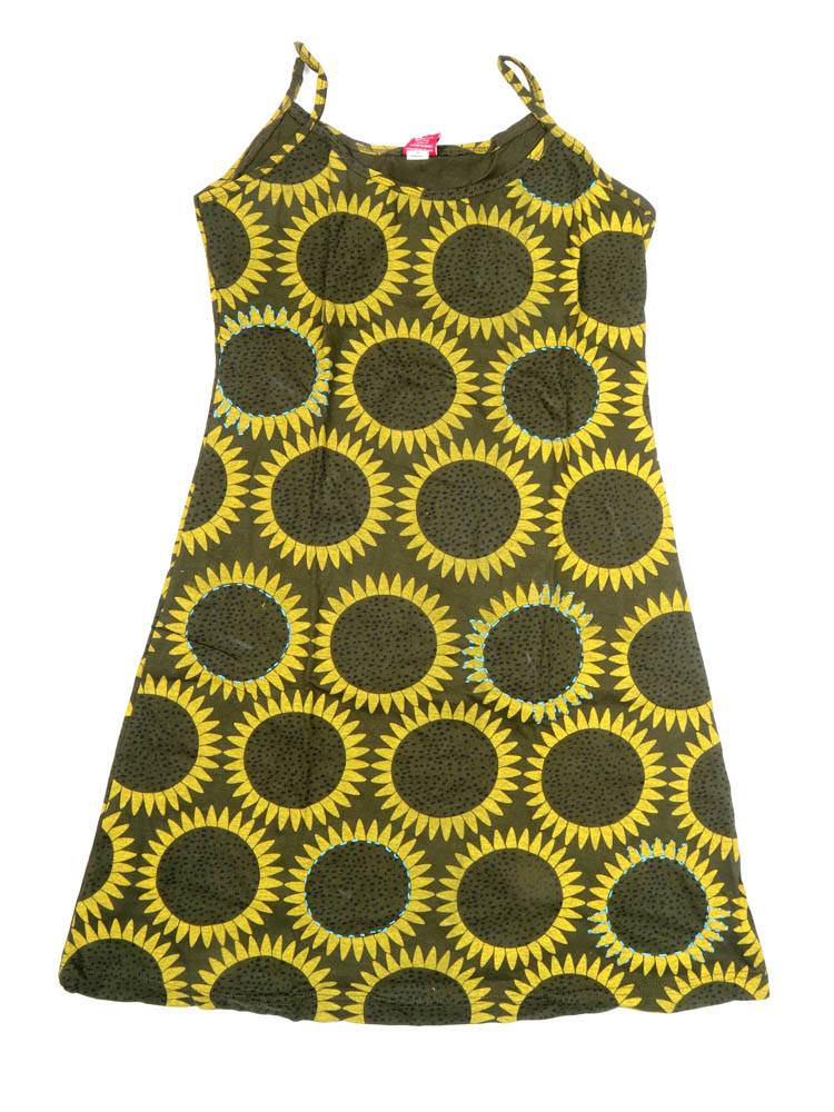 Vestido Girasoles Bordados con Energía Natural VEEV42 color Verde