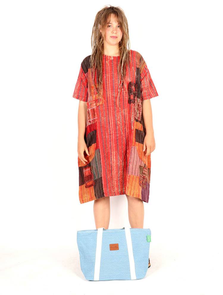 Vestido Amplio Patchwork Rayas con Espíritu Libre VEEV43