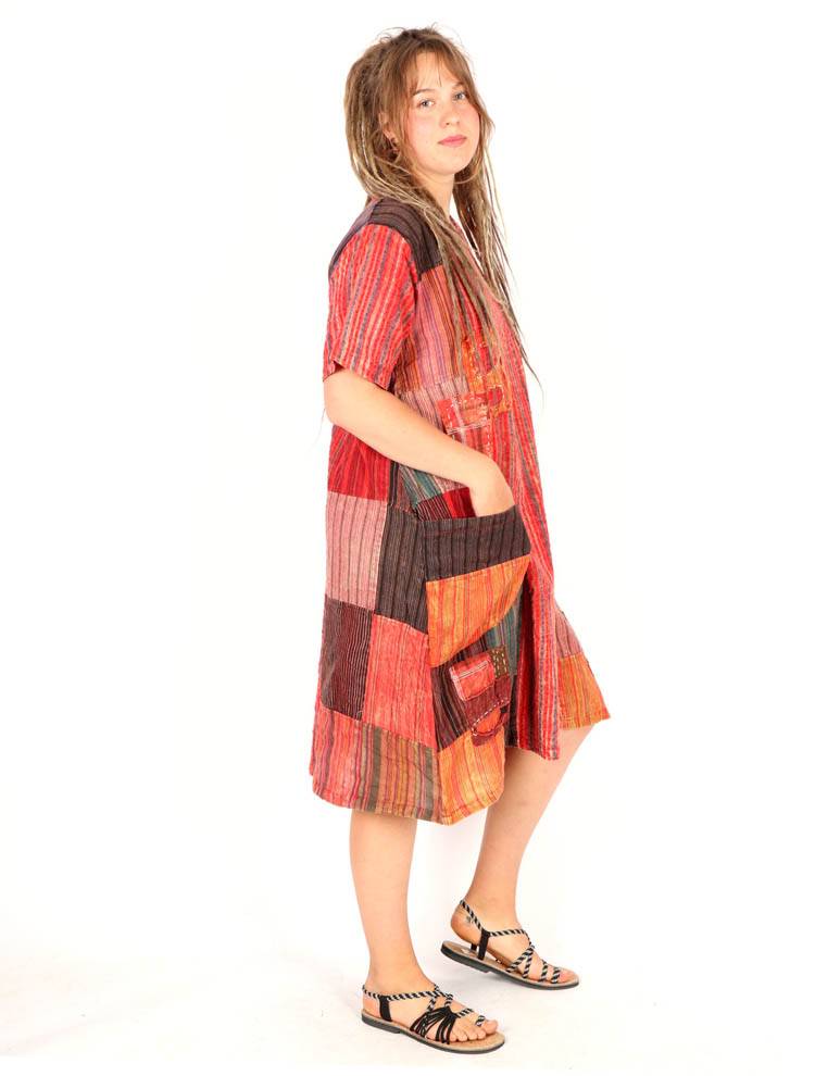Vestido Amplio Patchwork Rayas con Espíritu Libre VEEV43