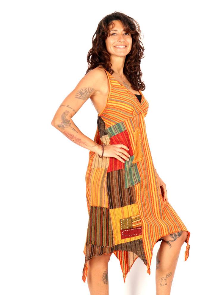 Vestido Patchwork Asimétrico con Movimiento Bohemio VEEV44