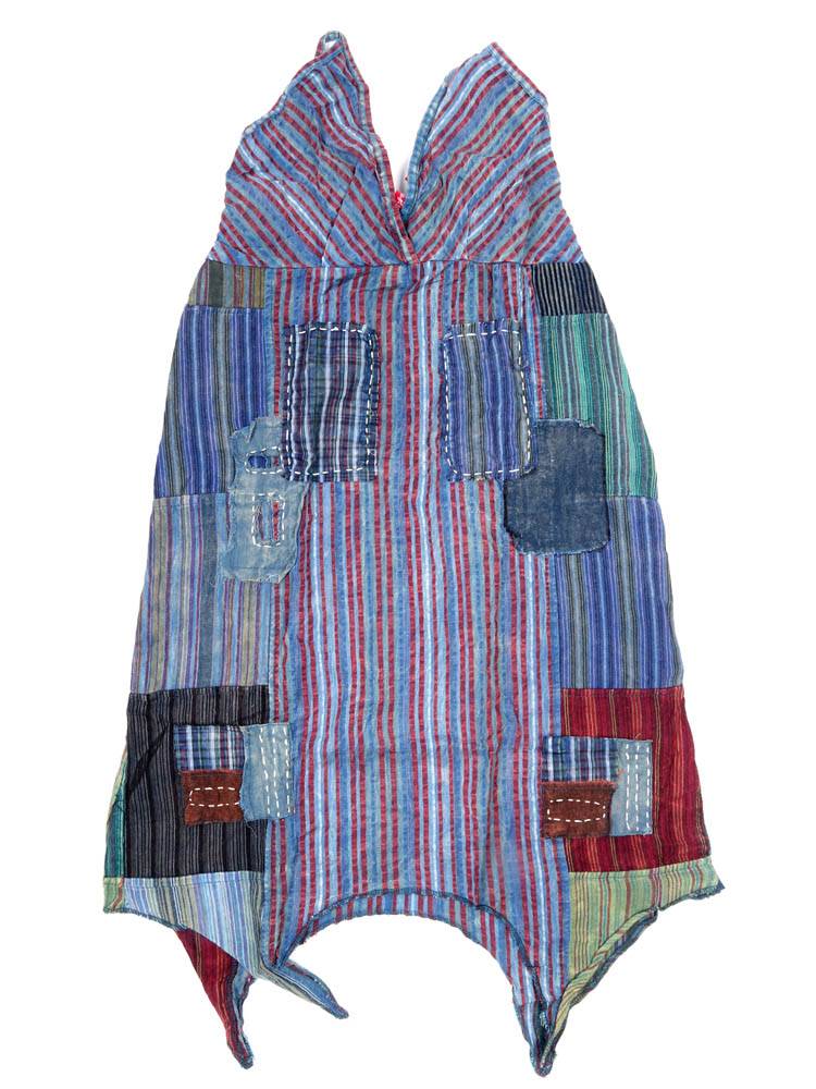 Vestido Patchwork Asimétrico con Movimiento Bohemio VEEV44 color Azul