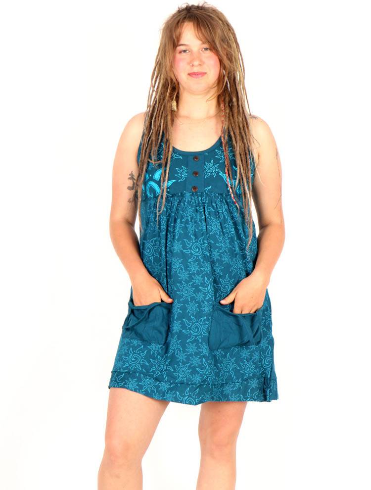 Vestido Boho con Bolsillos y Detalles Étnicos VEEV45