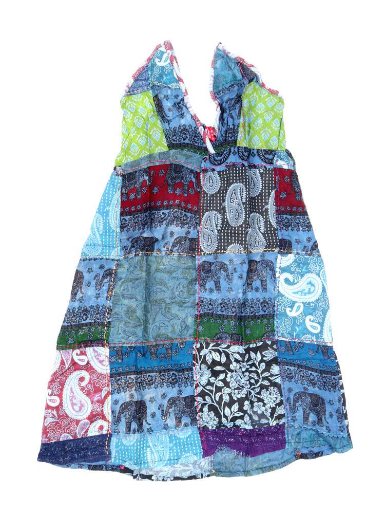Vestido Patchwork Boho Espíritu Nómada VEEV47 color Azul