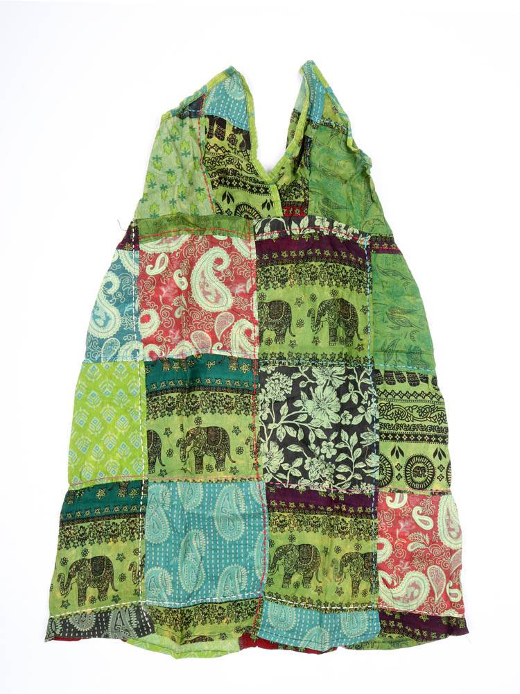 Vestido Patchwork Boho Espíritu Nómada VEEV47 color Verde