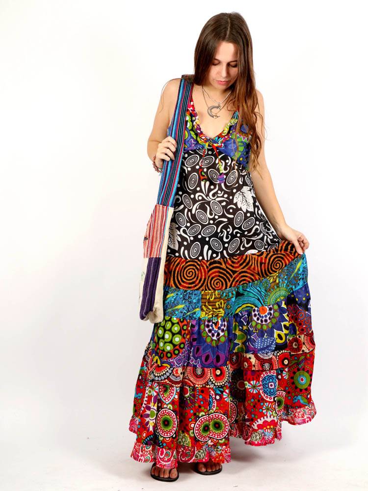 ▷ Vestido Hippie Largo 8 Parches Estampados ZAS VEHC04