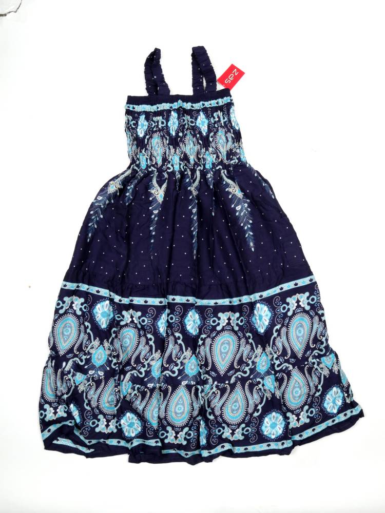 Vestido Largo estampado étnico con tirantes VEPI01 color Azul