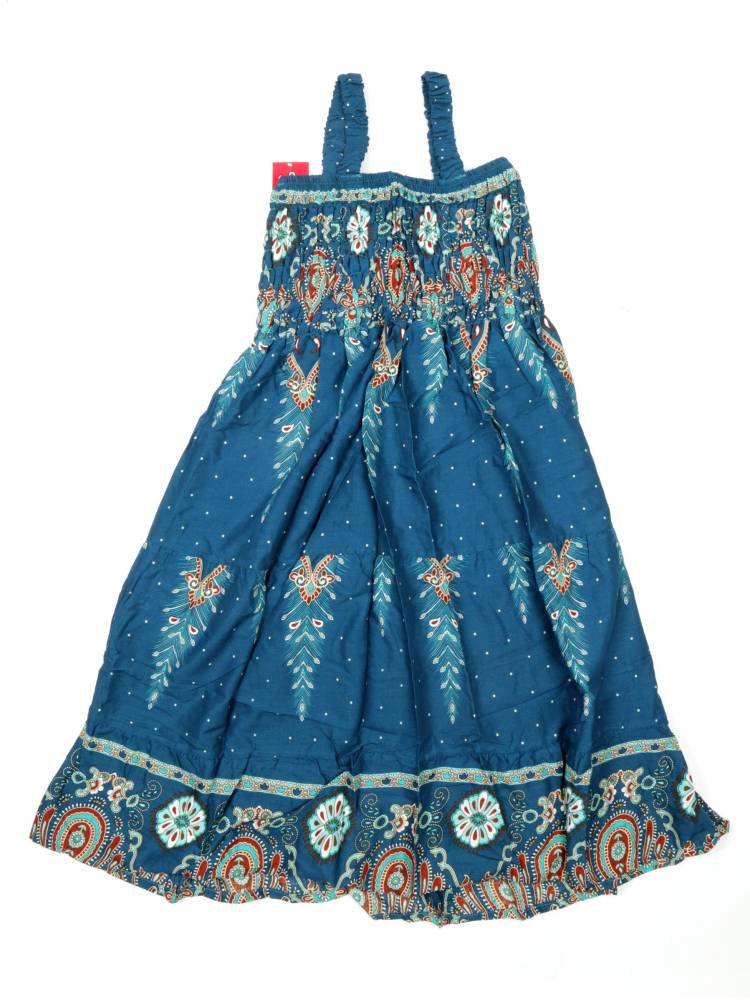 Vestido Largo estampado étnico con tirantes VEPI01 color Petrol