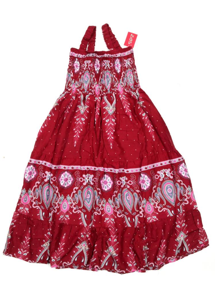 Vestido Largo estampado étnico con tirantes VEPI01 color Granate