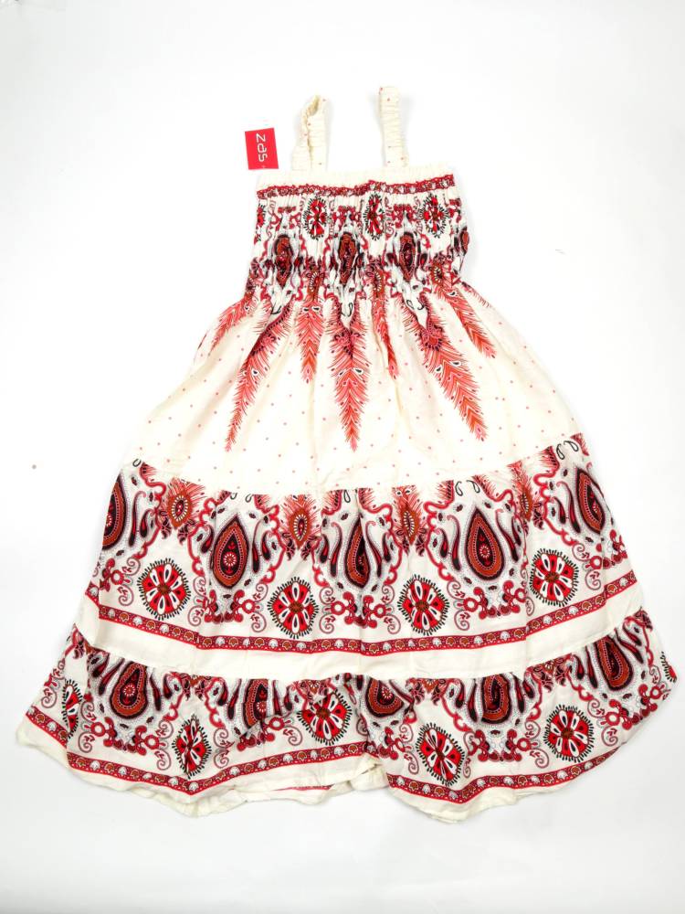 Vestido Largo estampado étnico con tirantes VEPI01 color Beige