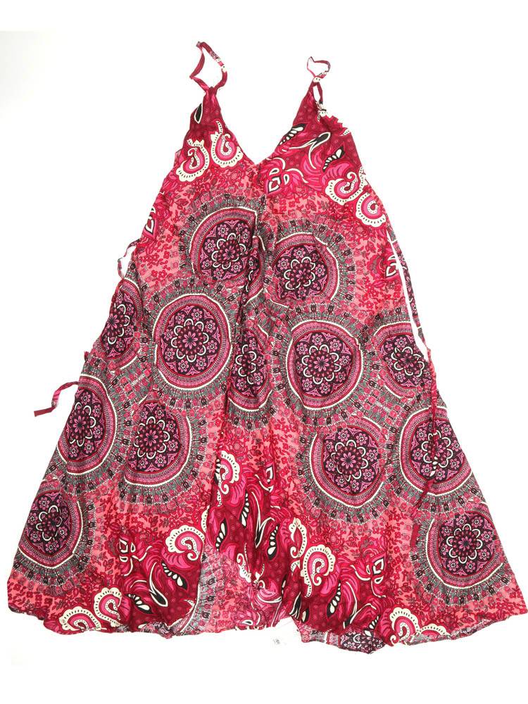 Vestido Largo estampado etnico VEPN11 color Rojo