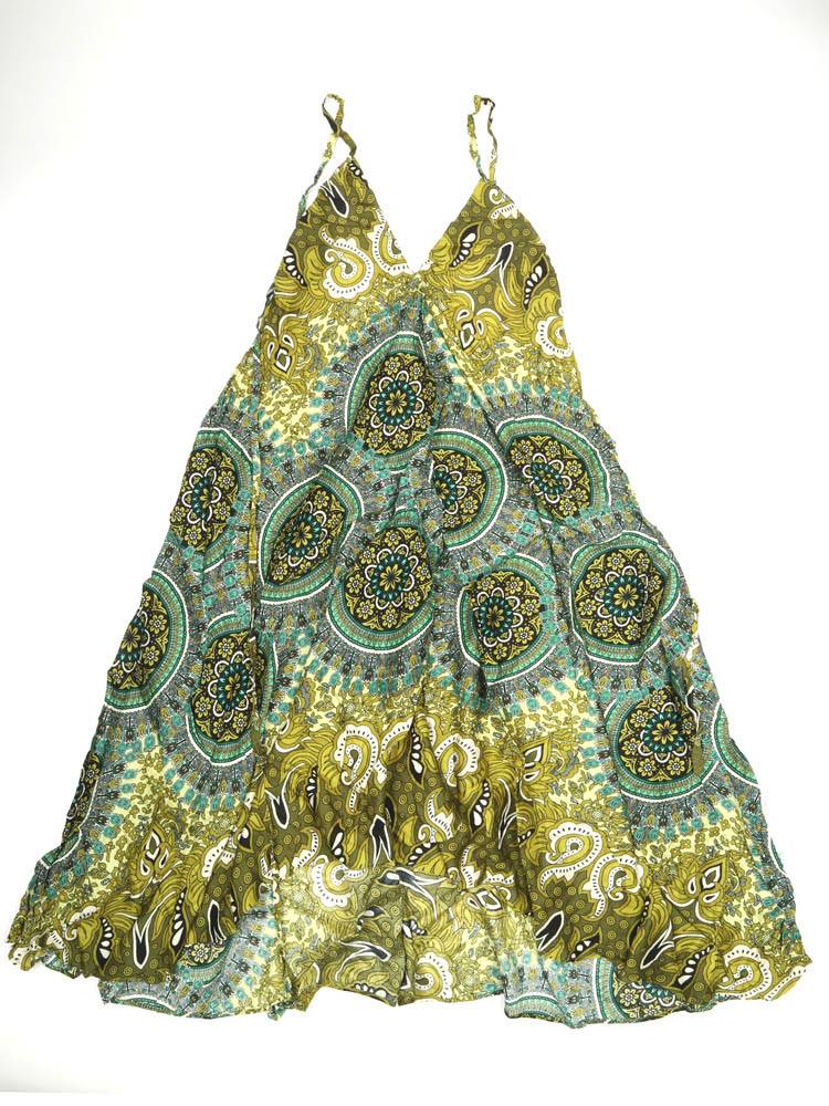 Vestido Largo estampado etnico VEPN11 color Verde