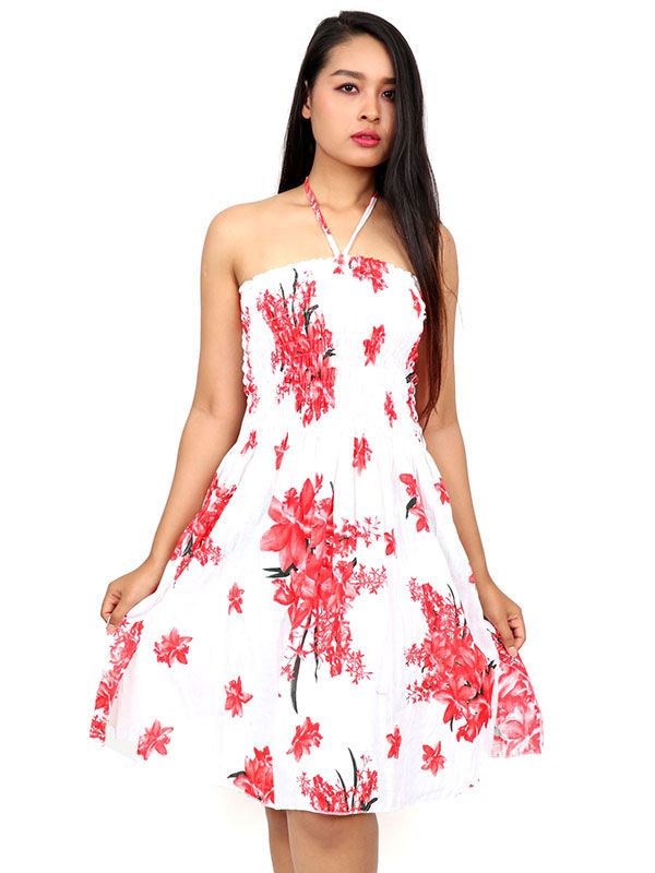 Detalle no seleccionable para compra Vestidos Hippie Etnicos - Vestido blanco con estampado VESG01.