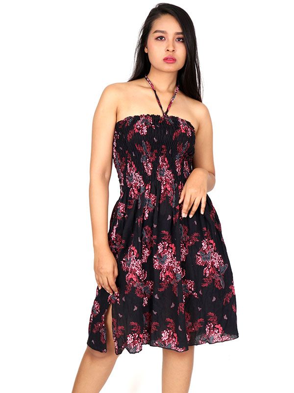 Detalle no seleccionable para compra Vestidos Hippie Etnicos - Vestido negro con estampado VESG02.