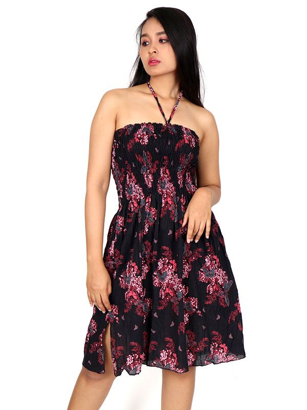 Detalle no seleccionable para compra Vestidos Hippie Etnicos - Vestido negro con estampado VESG02.