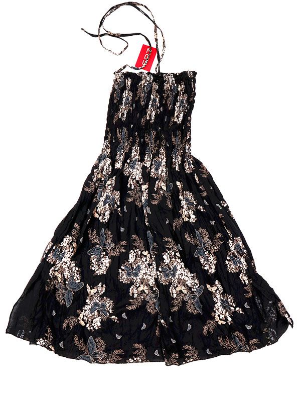 Modelo: MarrÓn Vestidos Hippie Etnicos - Vestido negro con estampado VESG02 - Modelo MarrÓn